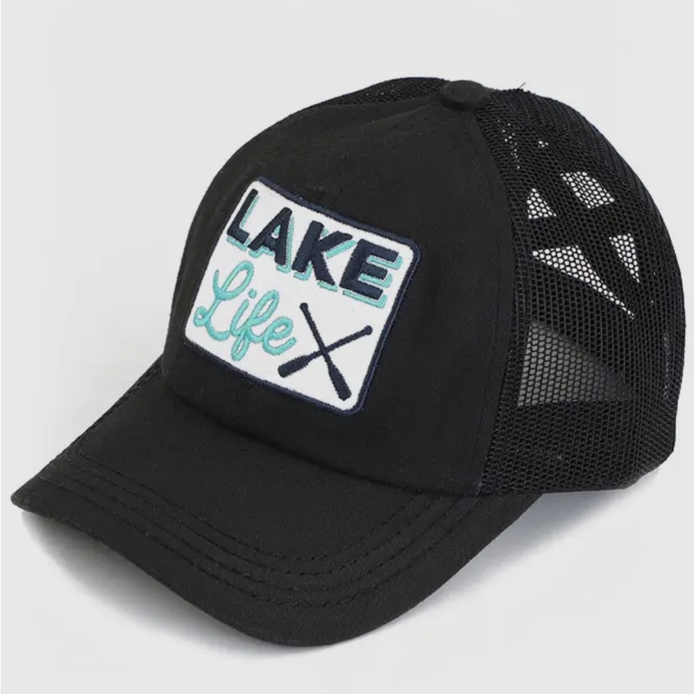 Black Kids Trucker Hat with Lake Life Patch